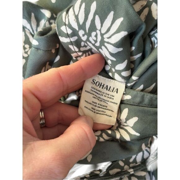 Sohalia Maxi Dress One Size Green Floral Sun Cover up Viscose - Picture 6 of 9